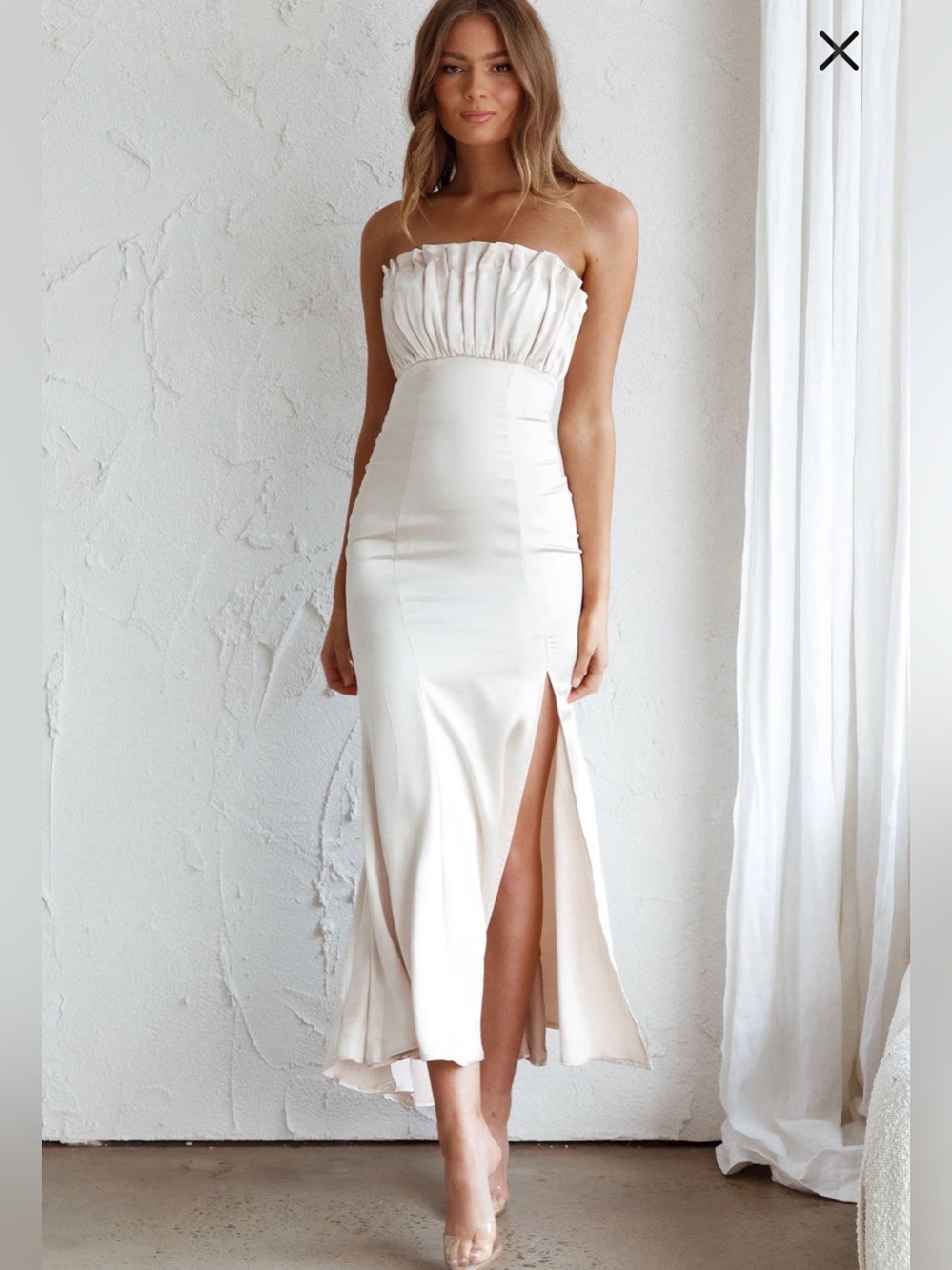 NWT Selfie Leslie Here Comes The Sun Tivoli Strapless Gathered Bust Dress